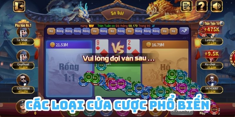 Theo hướng dẫn chơi Rồng Hổ, tựa game này có 3 cửa cược chính